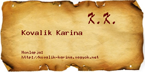 Kovalik Karina névjegykártya